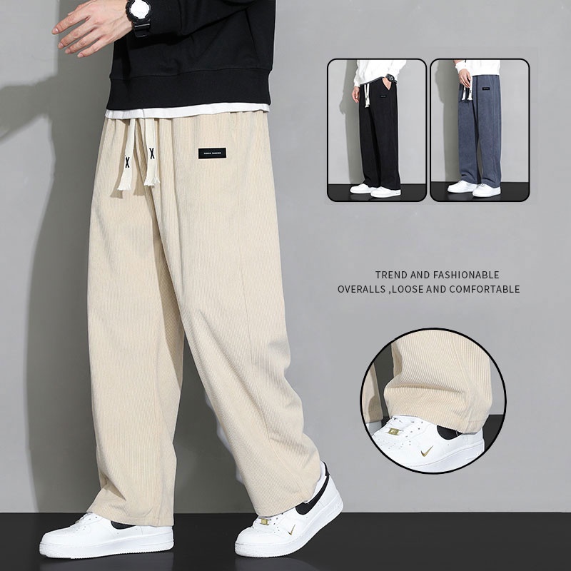 Men Pants Fashion Korean Pants Summer Casual Trousers with Elastic Waistline