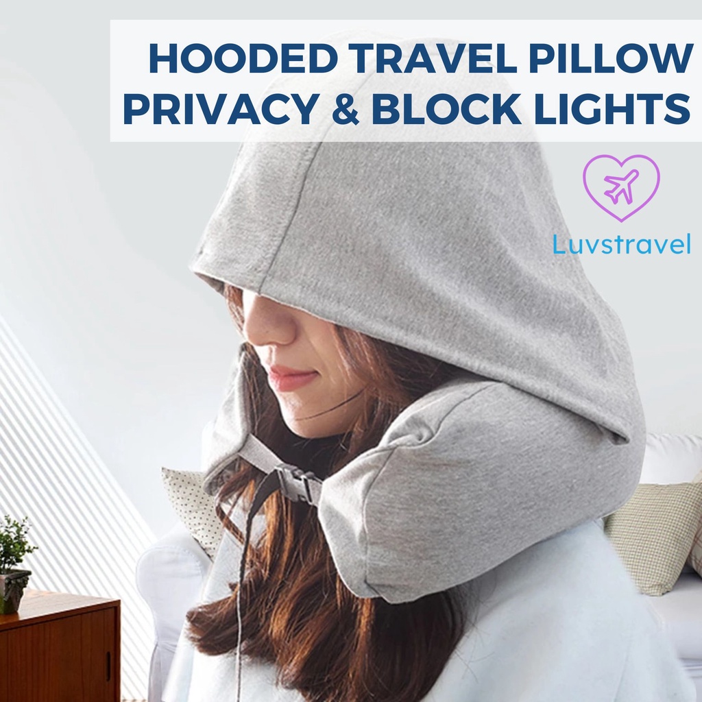 U Shaped Travel Pillow Neck Pillow Airplane Polystyrene Beads With Hood