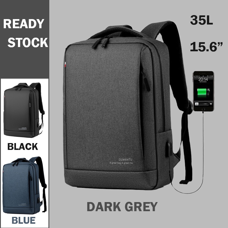 【SG Local】Men's Business Travel Laptop Backpack Waterproof with USB Charging