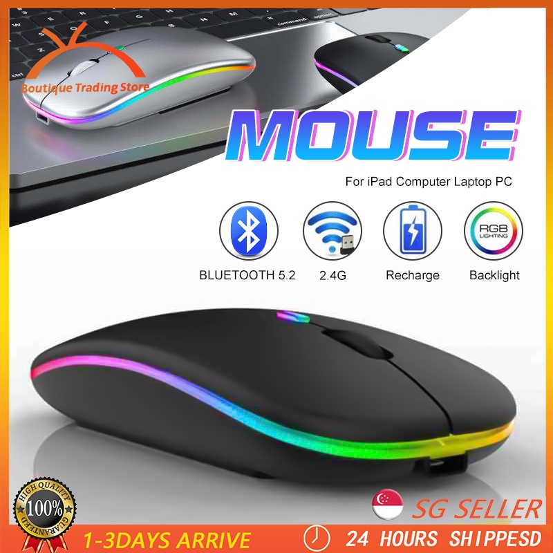 Wireless Mouse Bluetooth Mouse 2.4GHz Wireless Optical Rechargeable Wireless Mice Ultra-Thin Silent Mouse RGB Mice无线蓝牙鼠标