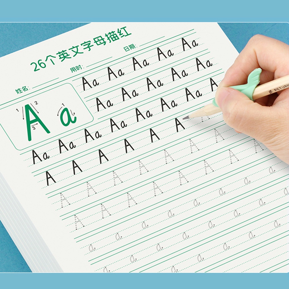 Kindergarten Preschool English Copybook Kids Toddler Learning Phonetic Alphabet Number Writing Workbook Math Exercise Book Practice Books