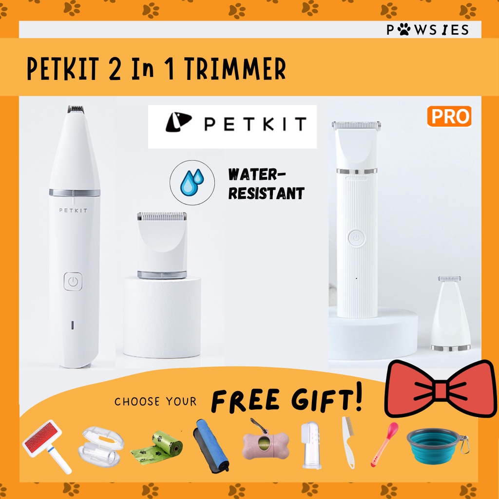 PETKIT 2 in 1 fur shaver for pets dog cat hair grooming trimmer for eyes paws body with dual head interchangeable parts