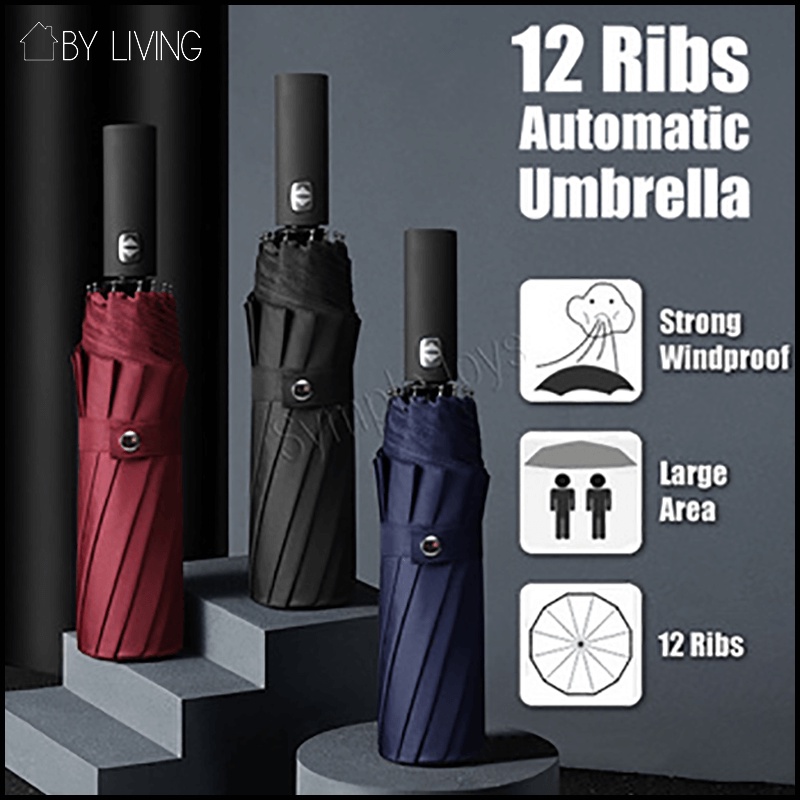 12 RIBS AUTOMATIC UMBRELLA | LARGE UMBRELLA | WINDPROOF | MINI | UV