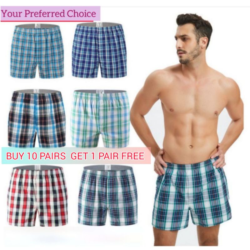 【SG STOCK】Quality Soft Comfort Breathable Boxers Shorts 100% Cotton Men Underwear  Sizes S - XXXL Boxer