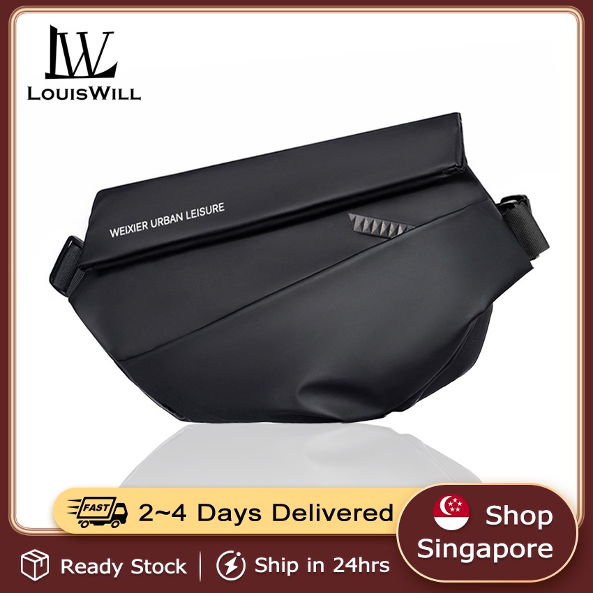 Louiswill Men Bag Chest Bag Crossbody Bag Magnetic Buckle Zipper Bag Sports Bag Waterproof Anti-Thief Sling Bag Street Shoulder Bag Messenger Bag Versatile Fashion Chest Bag Portable Travel Bag Work B