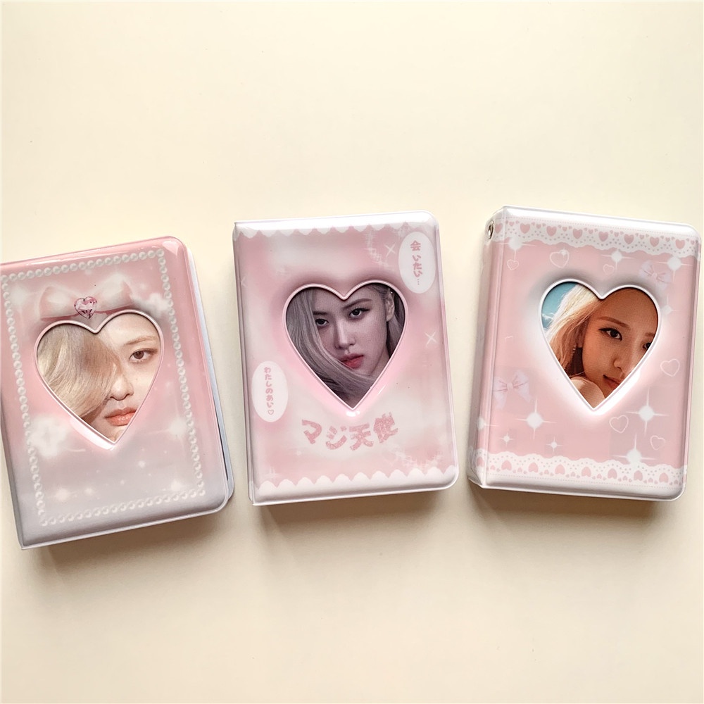 Korean Angel Pink 3 Inch Photo Album Polaroid Card Holder 40 Slots PVC Idol Photocard Collect Book