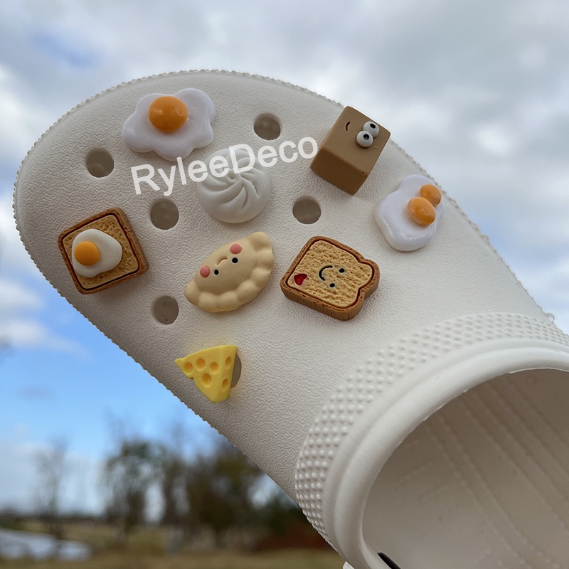 8pcs 16 pcs 1 set Cute Jibbit Food Set DIY Croc Jibitz Charm Shoe Buckles Decoration Accessories jibbits dumplings food kids gift