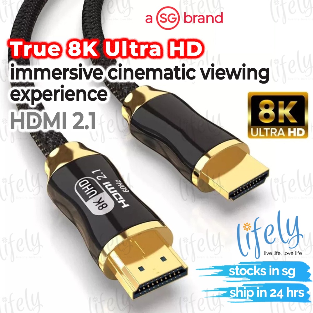 Lifely HDMI Cable -  2.1 HDMI Cable @ 8K 4K 60Hz 3D 2160P HDMI Cable 2.0 for Monitor, TV
