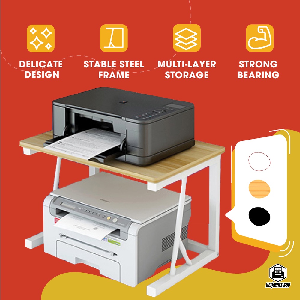Ultimate Supply Printer Rack, Iron Rack With Double Layer Storage, 57x38x34cm, Strong Bearing