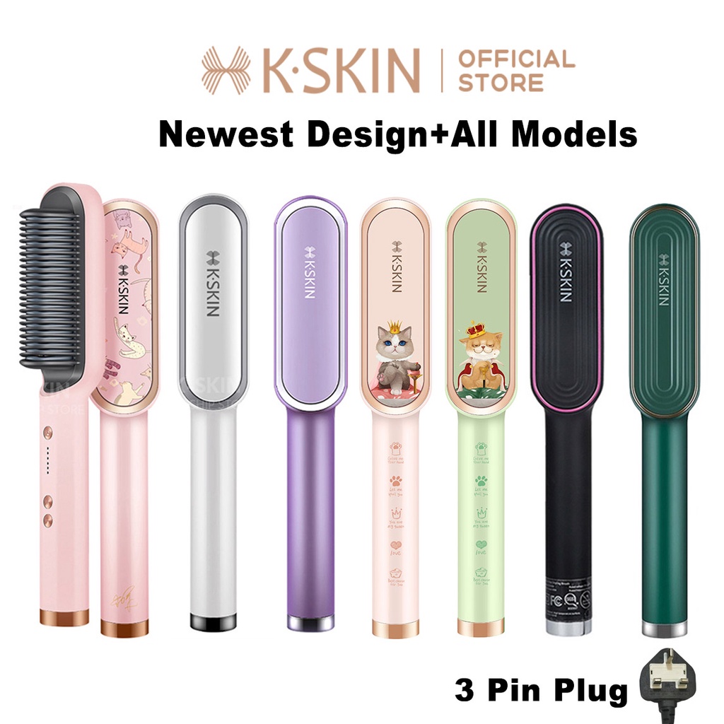 K.SKIN Hair Straightener Comb Hair Iron Straightener Ceramic Hair Curler Negative Ion Hair Brush Hair Styling KD380 金稻直发梳