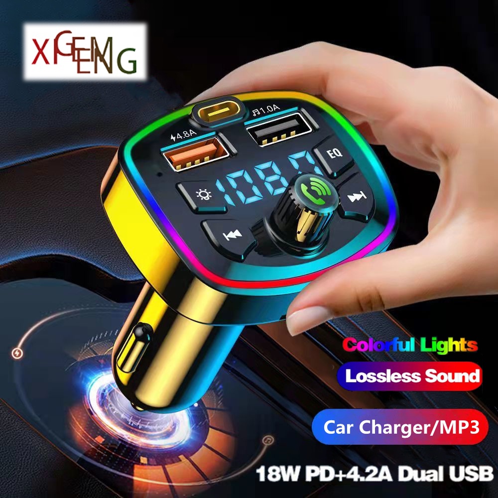 Bluetooth Car Audio Receiver Transmitter Aux for Car 4.8A PD Fast Charging Car  FM Modulator MP3 Bluetooth Player Bluetooth Car Audio Receiver/Transmitter  Charger  USB Car Player