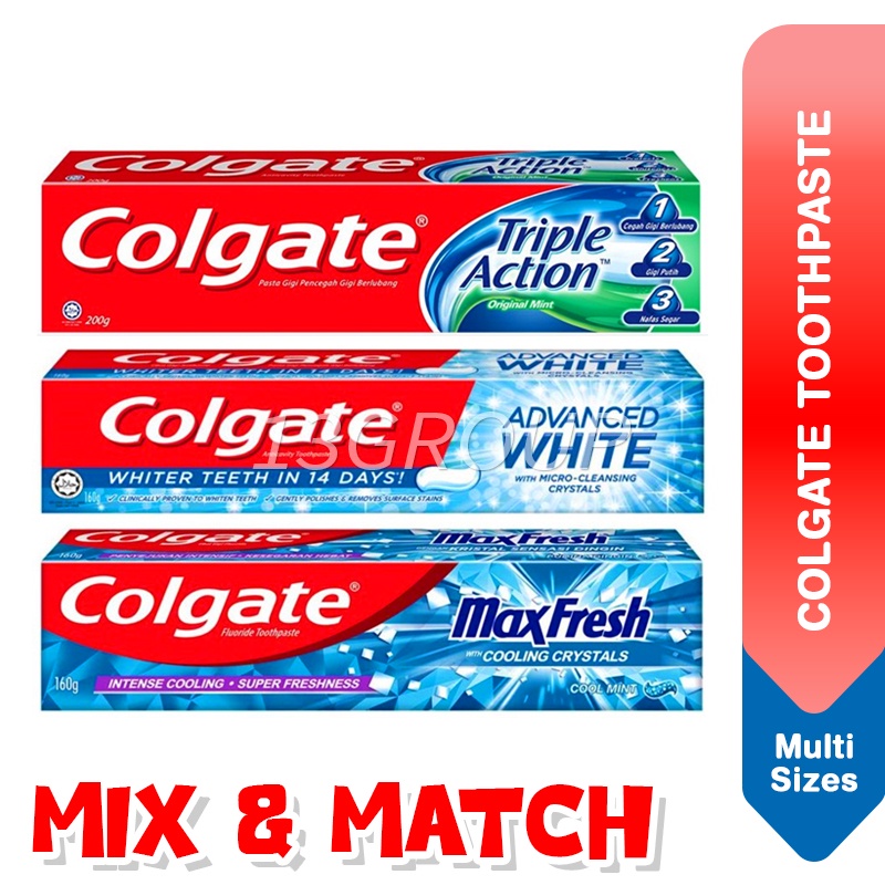 Colgate Toothpaste Advanced White / Max Cavity Protection / Max Fresh / Triple Action, Assorted