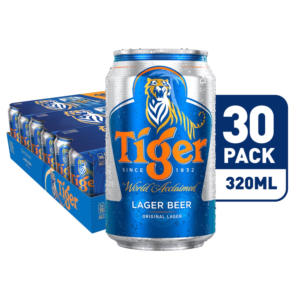 Tiger Lager Beer Can, 320Ml [Bundle of 30]