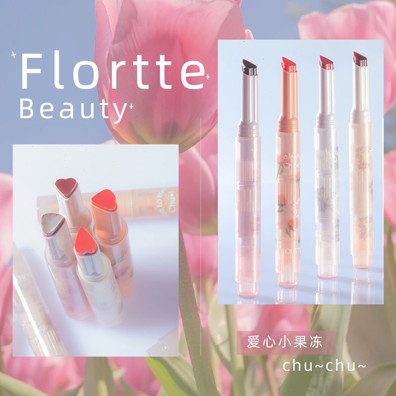 FLORTTE Lipstick花洛莉亚初吻棒爱心唇釉First Kiss Stick Love Jelly Lipstick Pen Lip Balm Mirror Water Light Lip Glaze