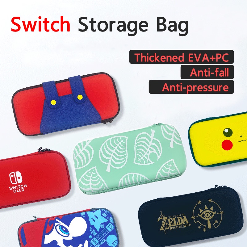 Switch Theme Carrying Case Bag for Nintendo Switch / OLED Console and Accessories, 10 Game Card Slots -Protective Portable Carry Case， Mario Pikachu Animal Crossing ZeldaBag