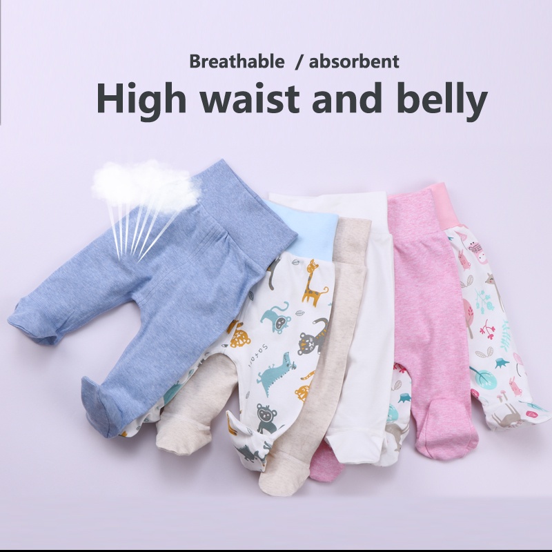 Newborn Baby Autumn Clothes Leggings Pure Cotton High Waist Belly Protection Big PP Pajama Pants Boneless Winter