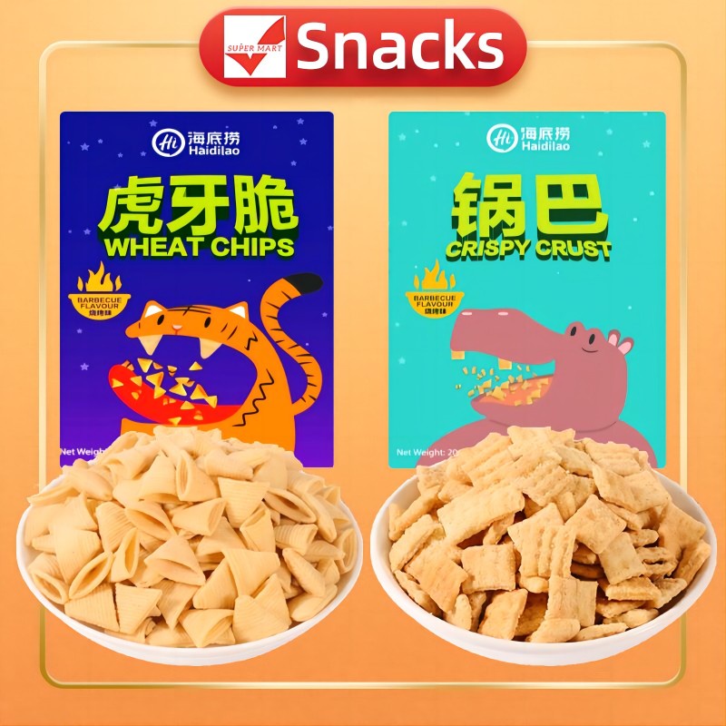 Haidilao Snacks Wheat Chips Crispy Crust Snack Barbecue Chips Hot Pot海底捞零食虎牙脆锅巴妙脆角