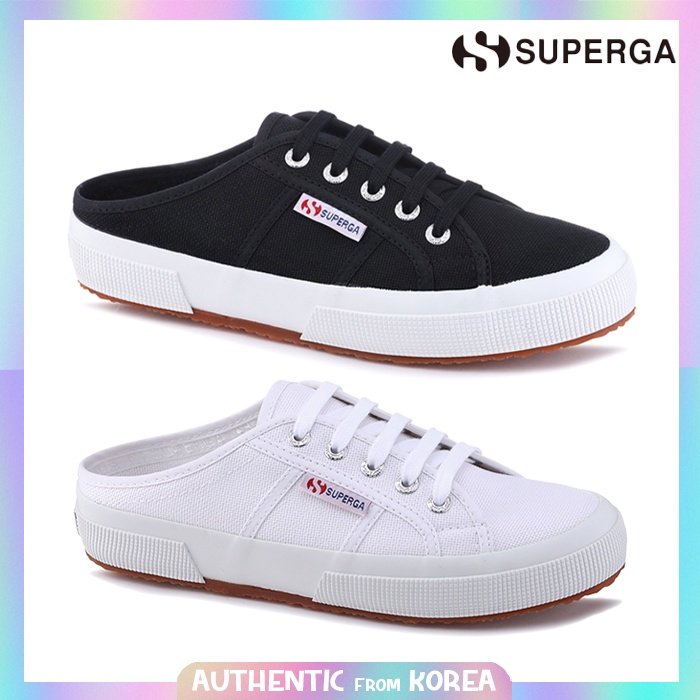 SUPERGA 2402 COTU MULE SNEAKERS BLACK/ WHITE