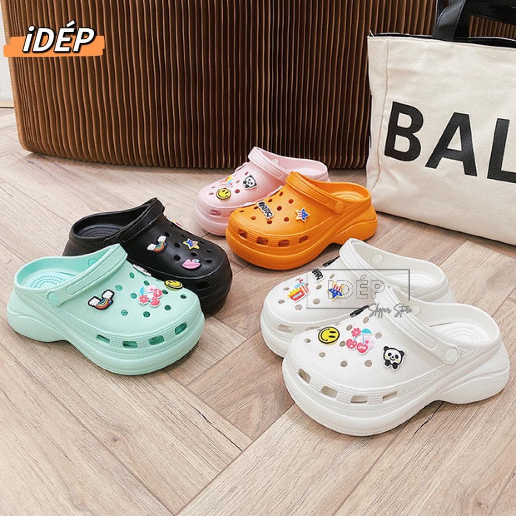 [High Quality] Crocs With Rubber Increased Insoles 6cm For Women I Slippers With cute EVA Stickers As Gift - Thick Sole SL067 (Real Picture + VIDEO)
