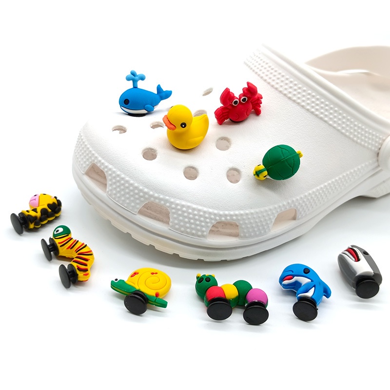 (1pc 3D STICKER SHOE CHARM)  Cute anime rabbit &dinosaur Women shoe sandals decoration-AA106