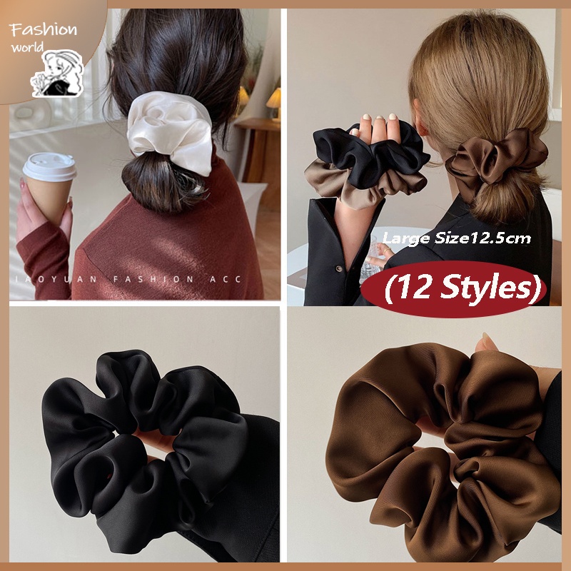 (12 Styles) ?‍♀️Korean Hair Tie  Scrunchies Fashion Ins Silky Hair Bands Rope, High Sense Of Satin Scrunchies Temperament Tie Rope Female