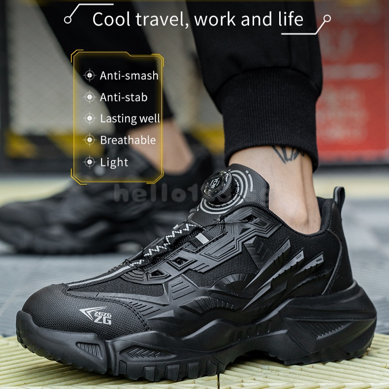 High-quality Safety Shoes Men Steel Wire Rotary Buckle Indestructible Shoes Anti-smash Anti-puncture Work Shoes LI4Y
