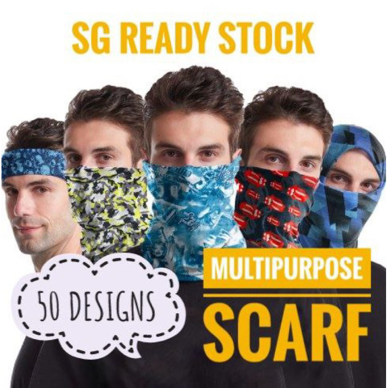 ?? [READY STOCK] Bandana Multipurpose Head Scarf Headband Mask Multifunction Motorcycle Motorbike Helmet Outdoor Run