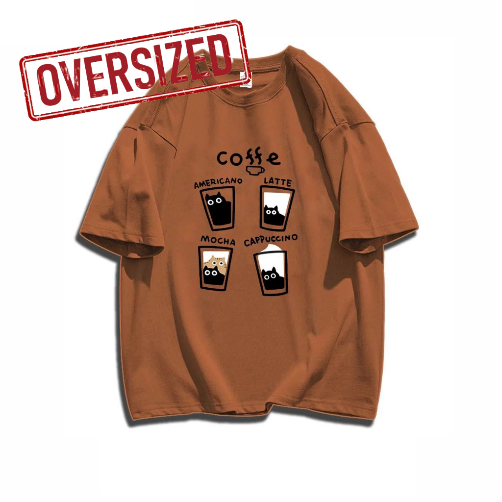 Coffee Design T-Shirt Cute Coffee T-shirt Men Women Short Sleeve Tee Oversized Light Edition