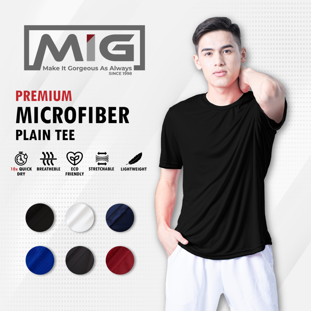 MIG Unisex Classic Round Neck Short Sleeve Plain Microfiber Jersey Color Tee T Shirt