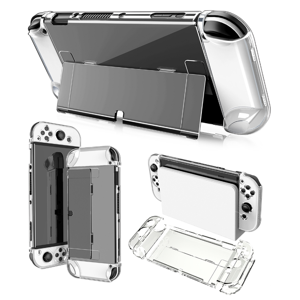 Dockable Clear Case for Nintendo Switch /OLED, 3 in 1 Protective Case Cover for Console JoyCon Controller with Clear Grip Cover Shock-Absorption and Anti-Scratch Design