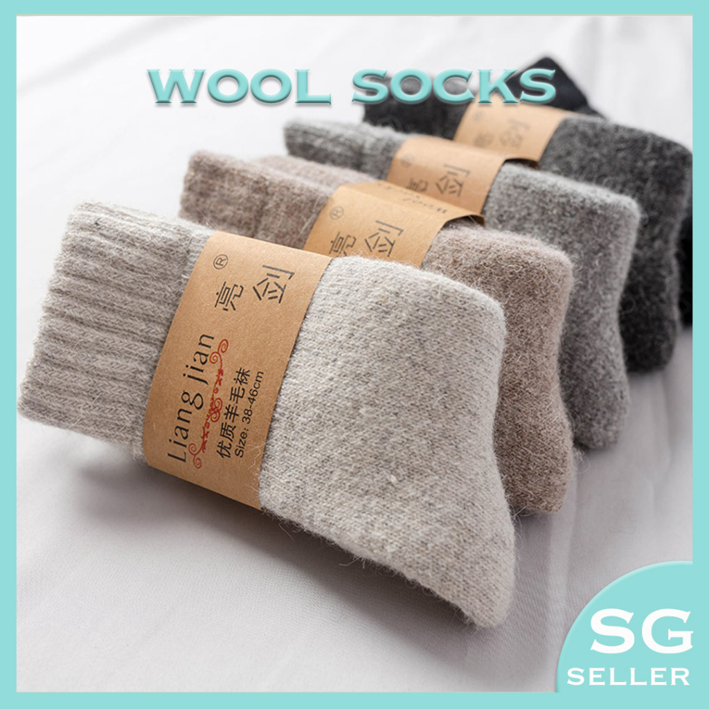 [SG Stock] Men's/Women's Wool Socks/Wool≥30%  Free Size Super Thick/ Super Warm -15 ℃ Winter Sock