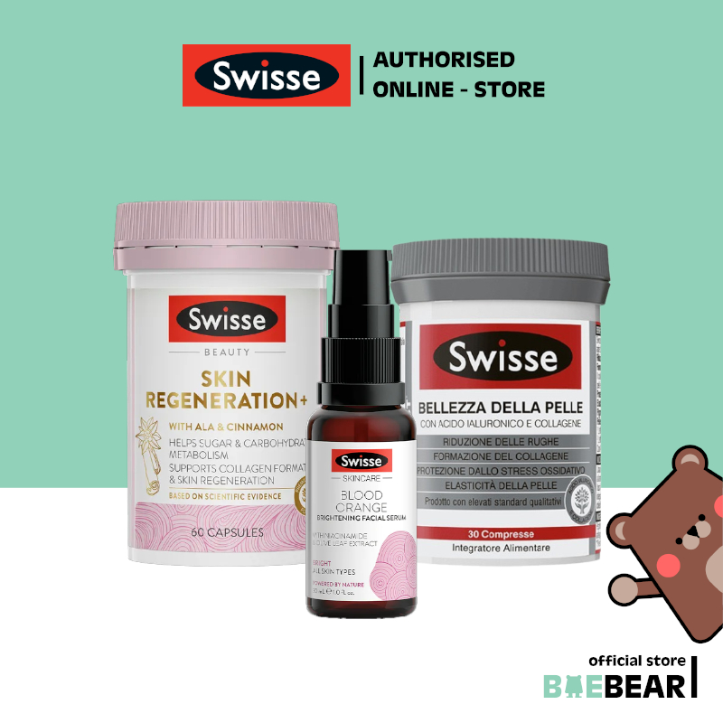 Swisse Skin Regeneration +  | Bellezza Della Pelle 30caps | Blood Orange Serum 30mL | Marine Collagen [BaeBear.sg]