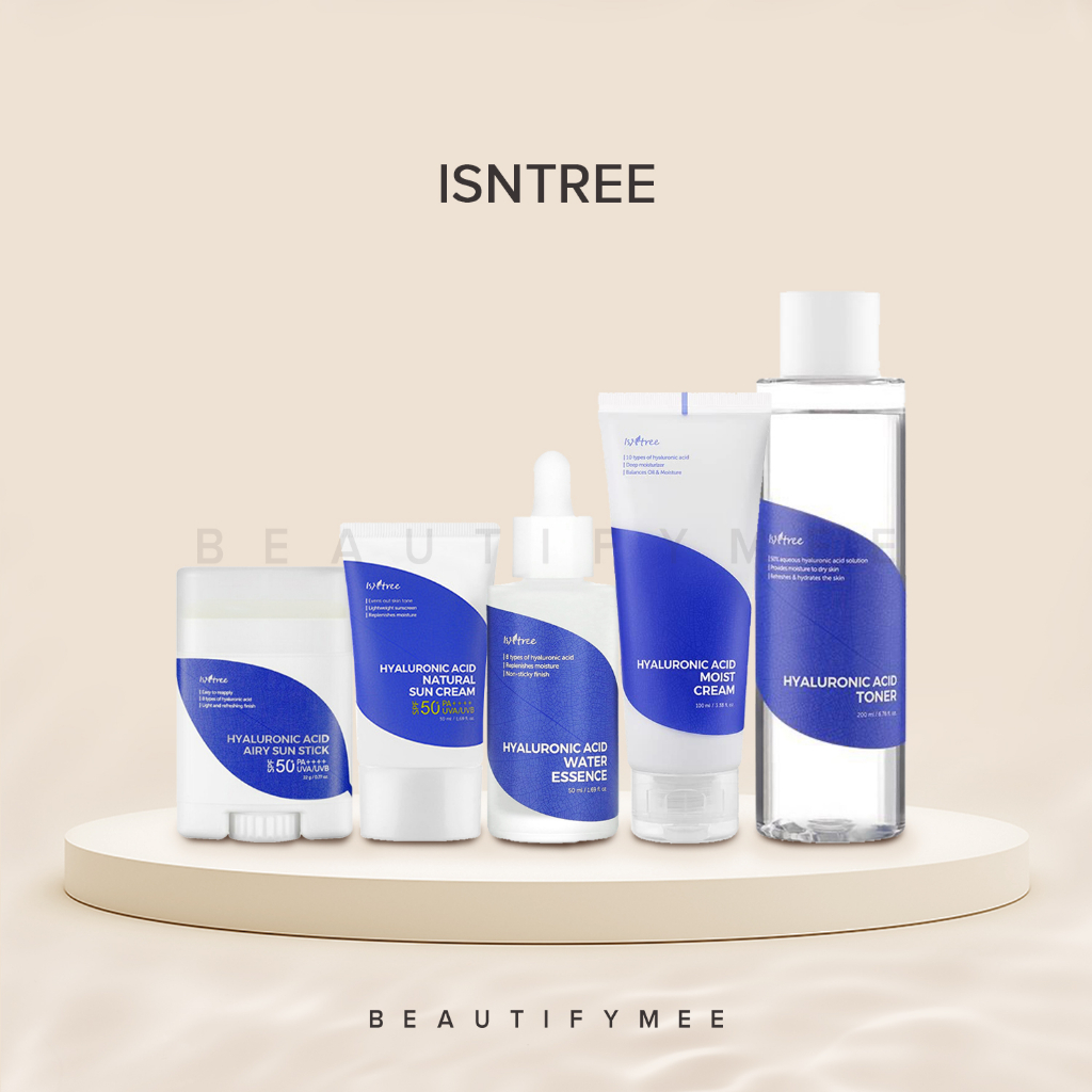 Isntree Hyaluronic Acid Watery Sun Gel, Airy Sun Stick, Aqua Gel Cream, Green Tea Fresh Toner, Cleanser