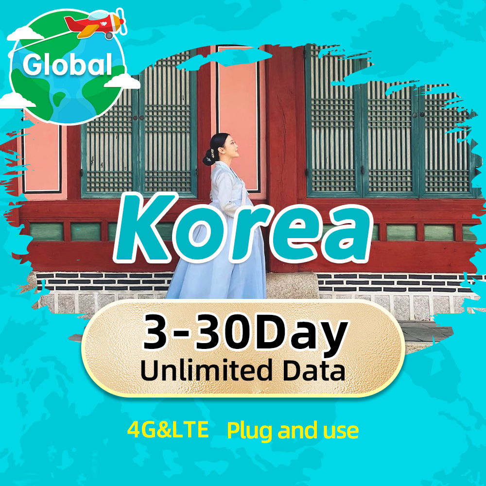 Korea sim card Prepaid 3~20 Days Support SIM Unlimited Data 4G Operator Data Roaming For Travel