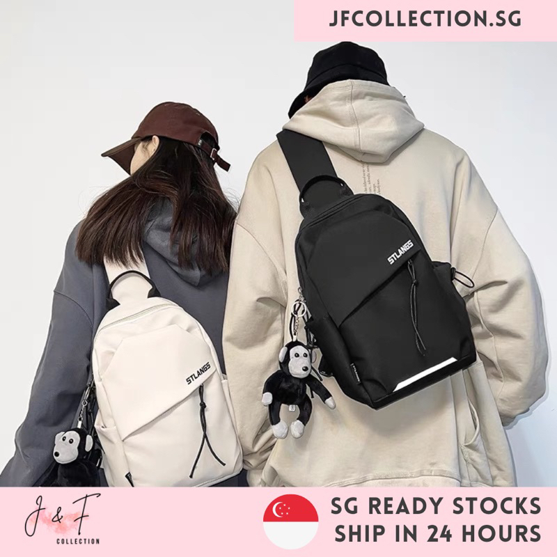 [SG Instocks] Korean style casual shoulder crossbody sling bag unisex chest bag for men and women big capacity