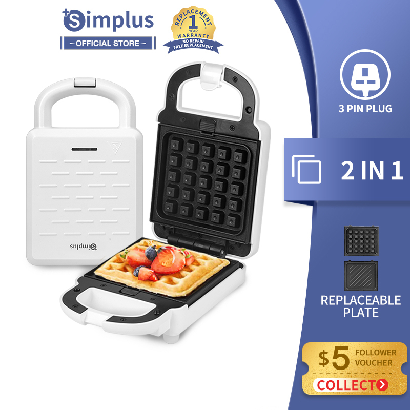 Simplus Sandwich Maker Panini Waffle Breakfast Bread Crepe Portable Household Small Baking Machine Multifunctional