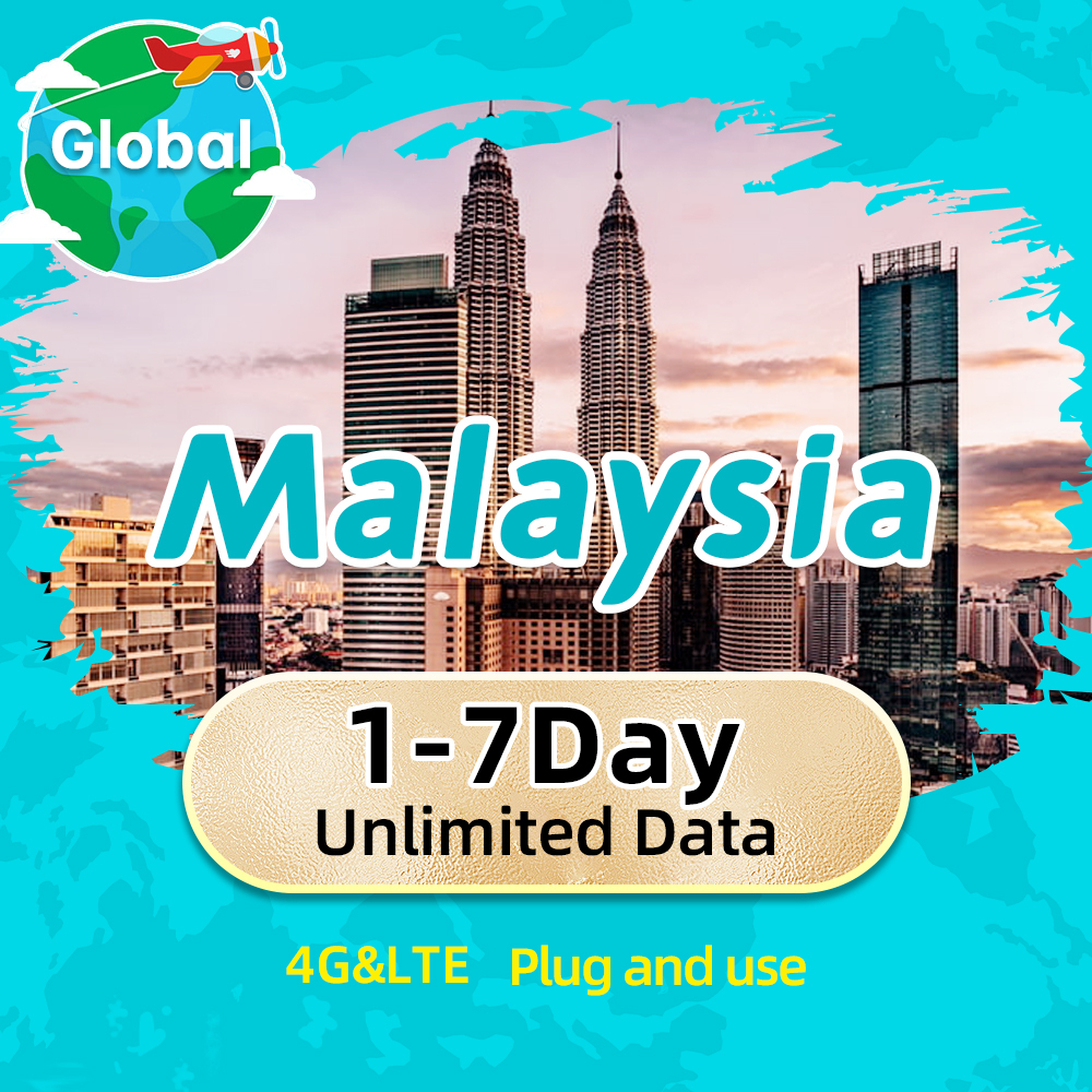 Malaysia sim card 1~10 Days Unlimited data 4G LTE High Speed Support eSIM