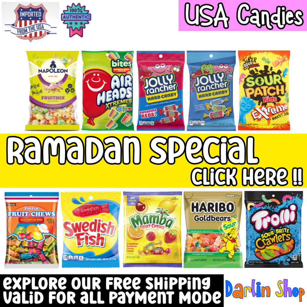 Sour Patch / Nerds / Trolli / Haribo / Swedish Fish / Airheads/ Jolly Rancher/ Skittles / Sweetarts