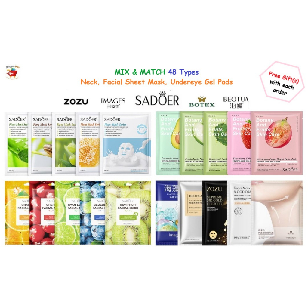 [2023 SPECIAL!!!] NECK & FACIAL Sheet Mask *SADOER*IMAGES*BEOTUA*ZOZU*BOTEX* UNDEREYE Gel Pads
