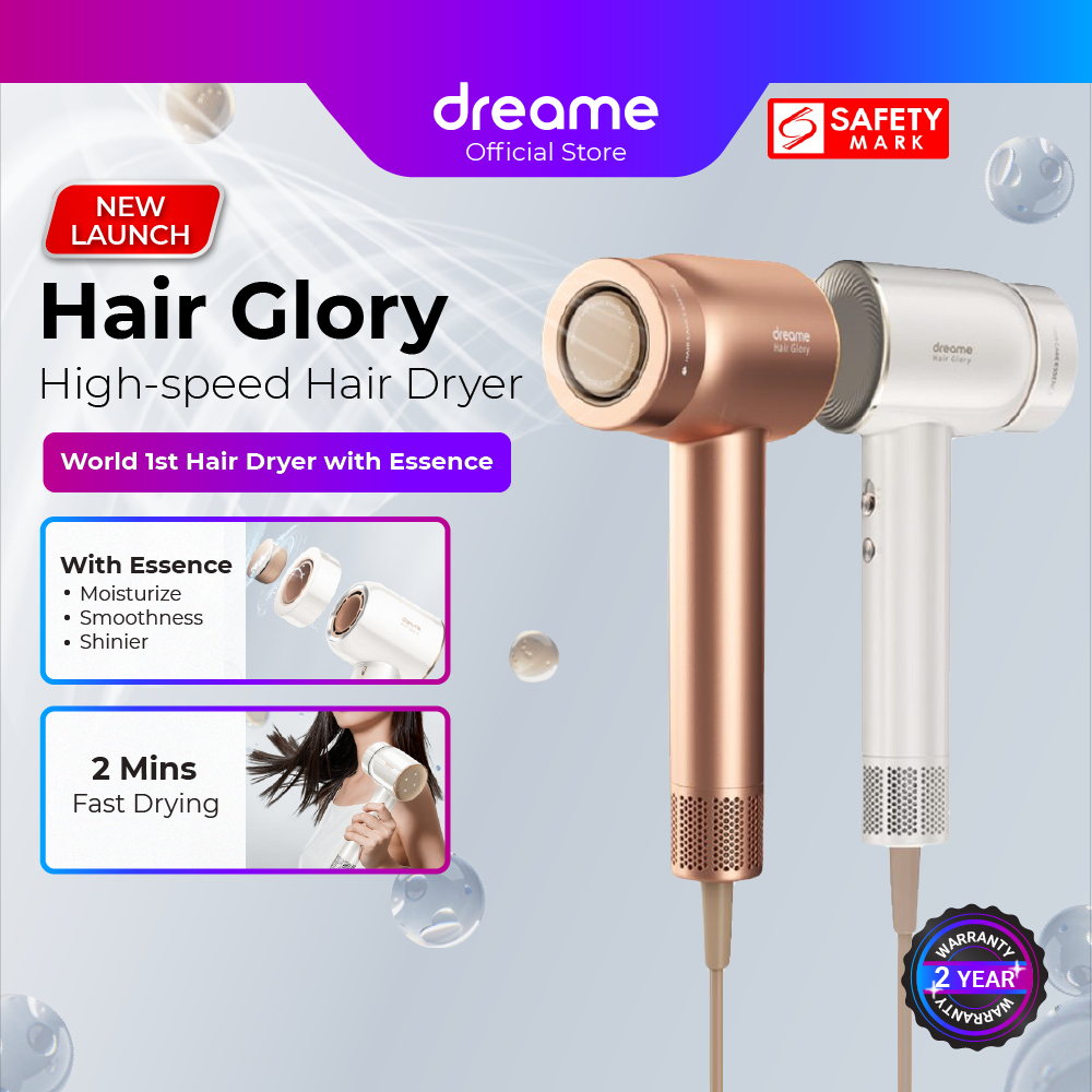 [NEW LAUNCH] Dreame Hair Glory Hair Dryer | High Speed 2 Mins Fast Drying | 300 Million Negative Ions | 2 Years Warranty