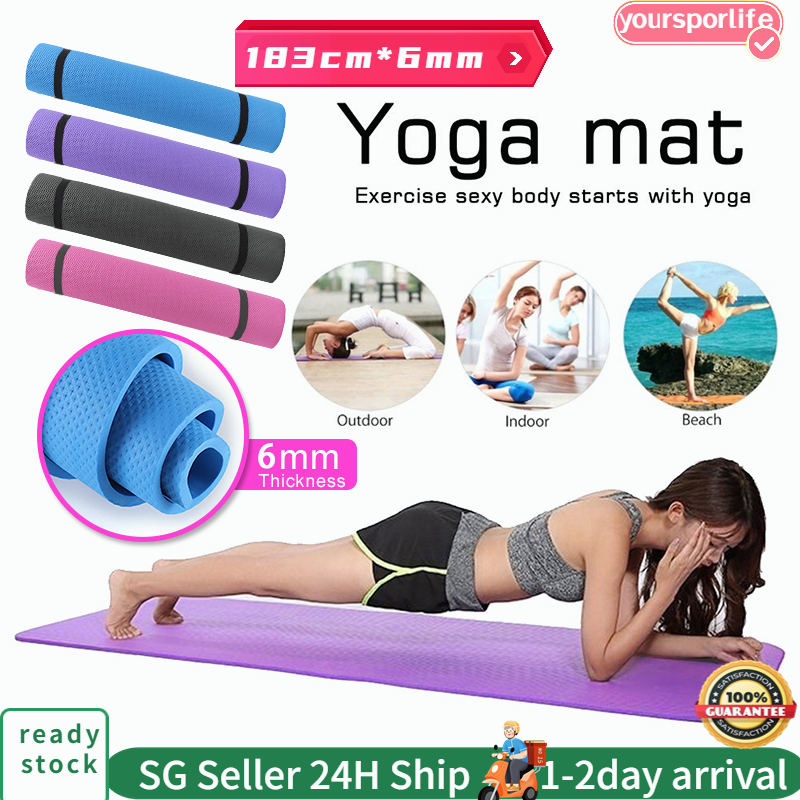 [SG Stock] Yoga Mat Anti-skid Sports Fitness Mat 6MM Thick EVA Foam for Exercise Yoga Pilates Gymnastics mat 瑜伽垫
