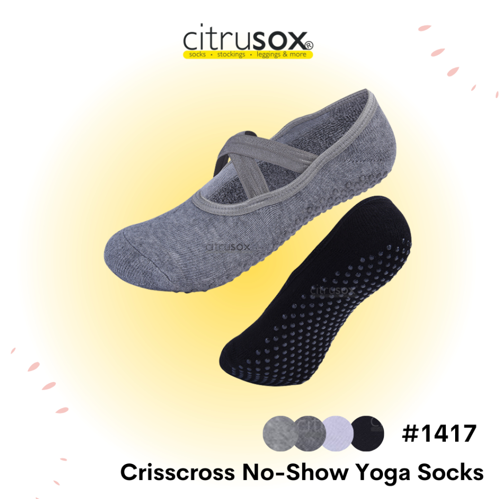 CITRUSOX Anti-Skid Nonslip Yoga / Pilates Flexible Criss Cross Band No-Show Socks (22-25 cm, EU 36-40) s1417