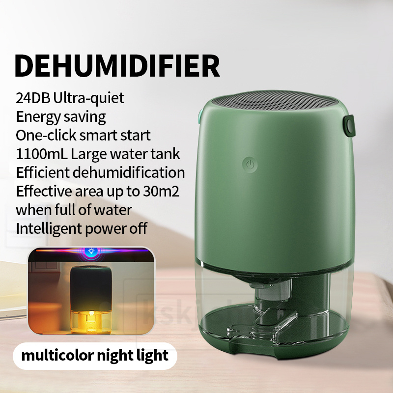【SG Stock】Home Wired Dehumidifier Air Purifier With Night Light Quiet Household Cycle Dehumidifier 1100mL