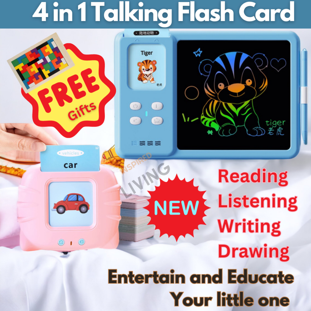Talking Flash Cards Learning Toys for Age 2 -6| Baby | Montessori educational | LCD Writing Board |  Birthday Gift