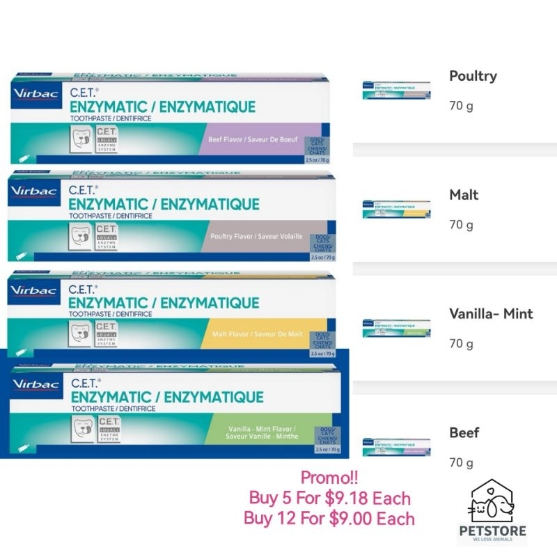[Bundle Promo 5/12] Virbac CET Enzymatic Toothpaste for Dogs and Cats 70g