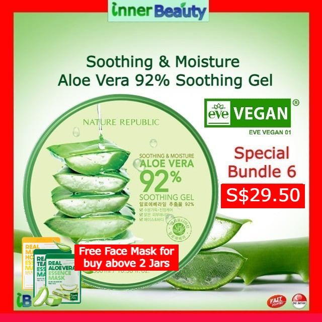 [Nature Republic]Bundle Package - Aloe Vera 92% Soothing & Moisture Gel 300ml- Aloe Vera Gel
