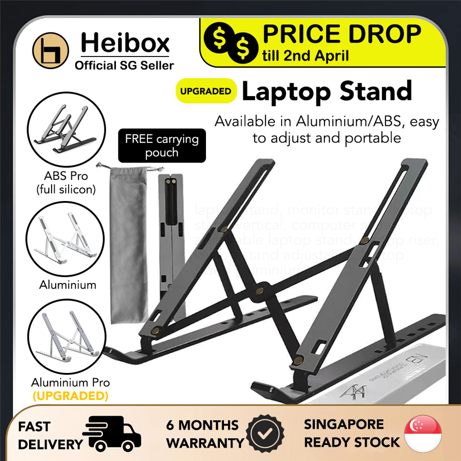 Heibox Laptop Stand Aluminium Metal ABS Ergonomic for Notebook Adjustable Portable Foldable