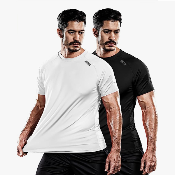 DRSKIN Korea Men`s Top Short Sleeve Sports T- Shirts 99% UV Protection, Breathable, Lightweight Gym Running Fitness Football Soccer, Running Gym Quick Dry Dri Fit Unisex