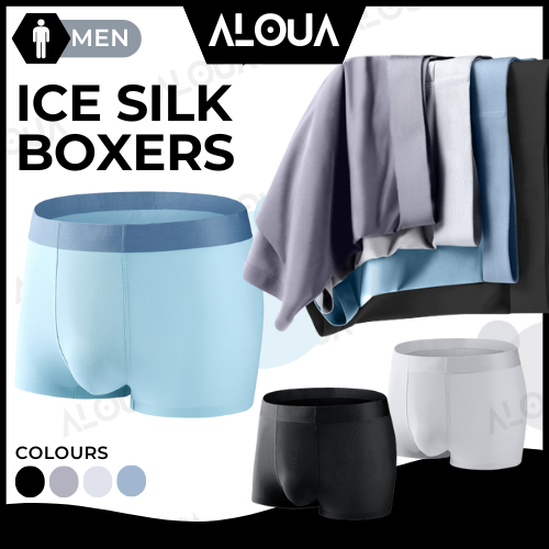 【ALOUA.CO】BUY 3 FREE +1?Ice Silk Breathable Men Boxers Underwear