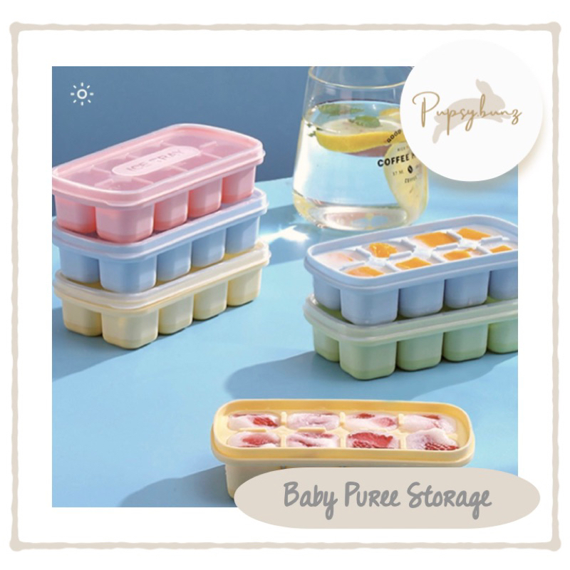 <??BEST SELLER?> Baby Food Puree Icecubes Silicon Storage Tray w/ Lid Infant Kids Children BLW Weanfeed